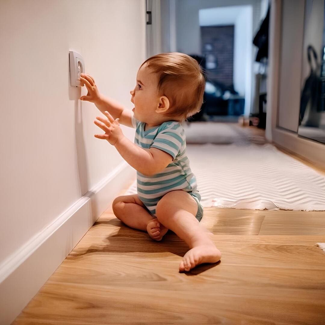 bébé s'approchant d'une prise
